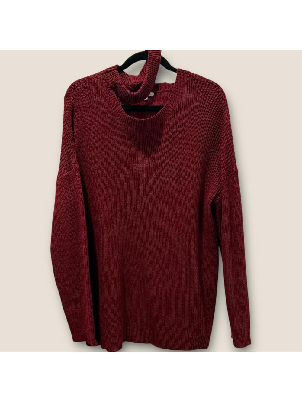 Jodifl Women's Large Burgundy Crew Neck Sweater